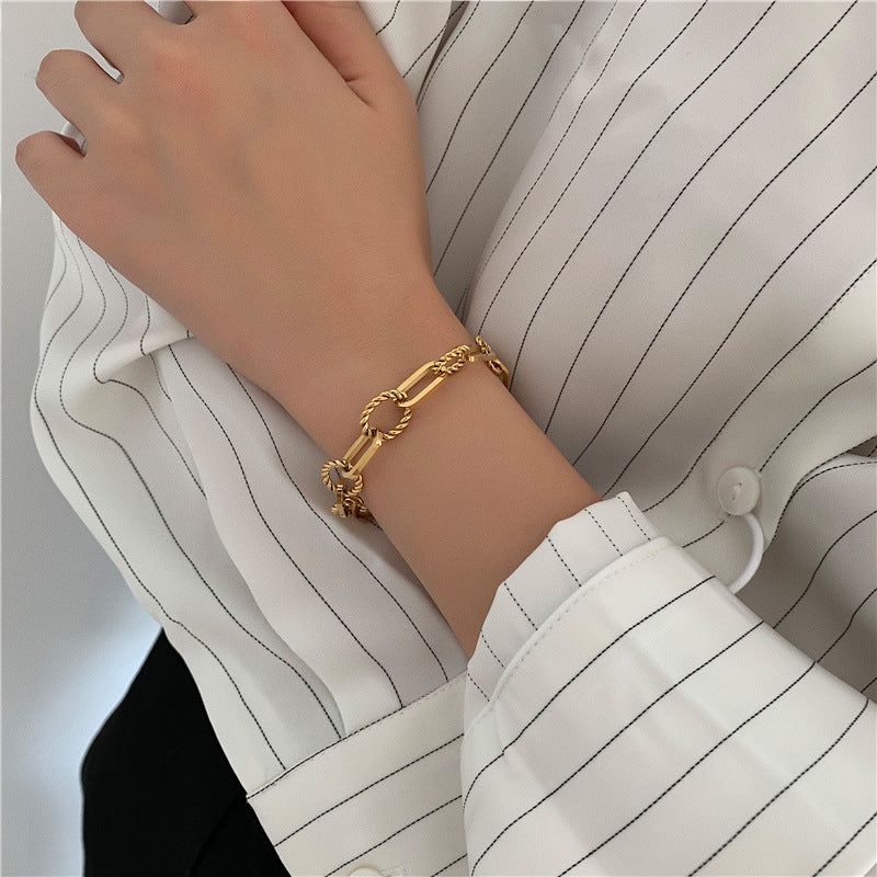 Minimalist 18K Gold-Plated Titanium Steel Bracelet