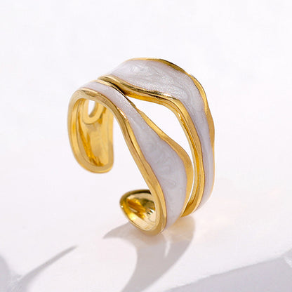 Minimalist Titanium Steel Ring for Women - 18K Gold Plated