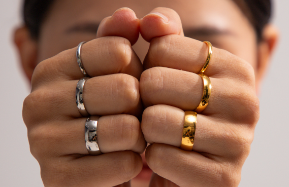 18K Gold Plated Titanium Steel Women's Bracelet Ring