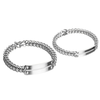 Engraved Titanium Steel 18K Gold Plated Bracelet