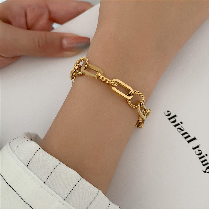Minimalist 18K Gold-Plated Titanium Steel Bracelet