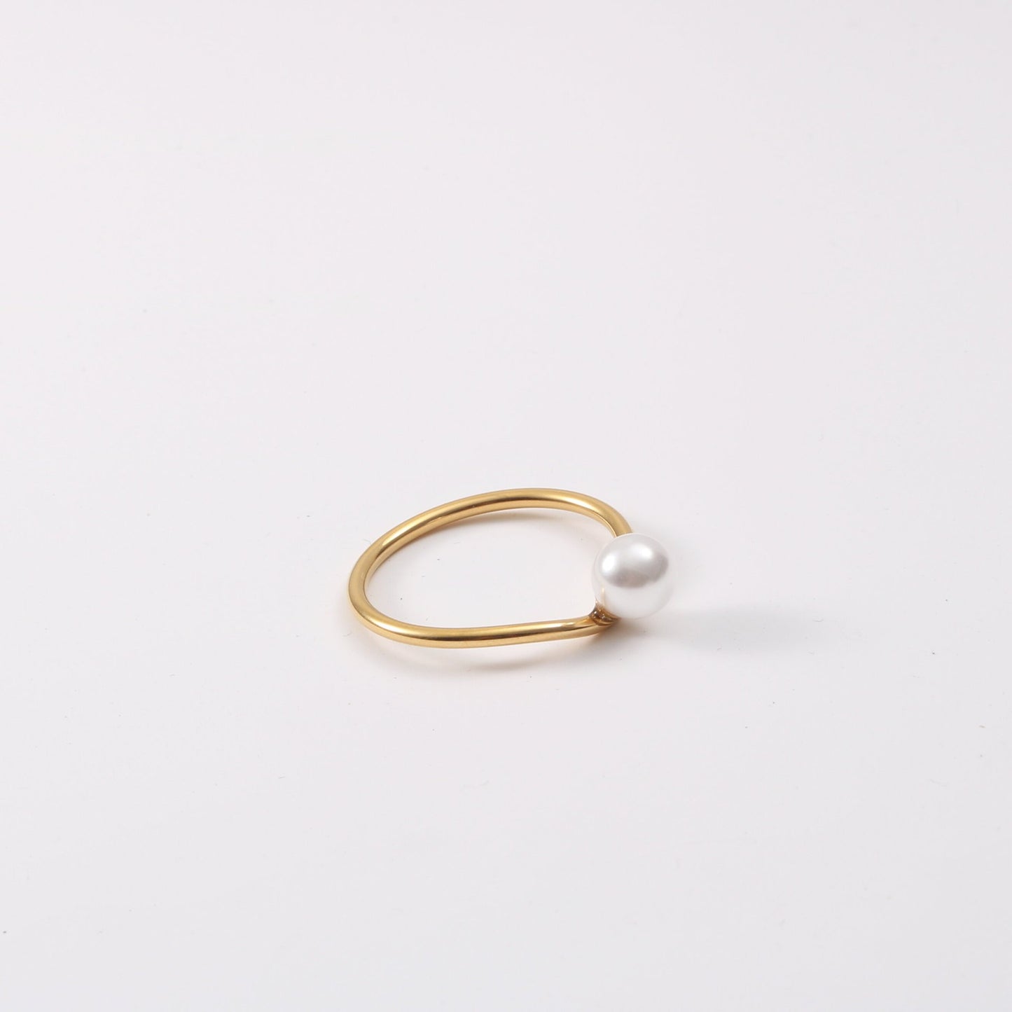 18k Gold Plated Pearl Titanium Steel Ring