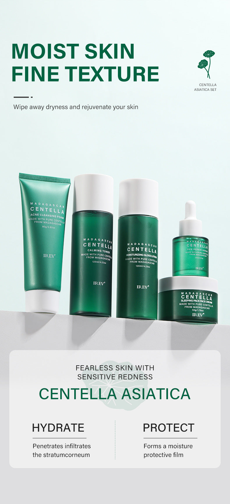 Private Label Skin Repair Centella Skin Care Kit Soothes Acne Face Care