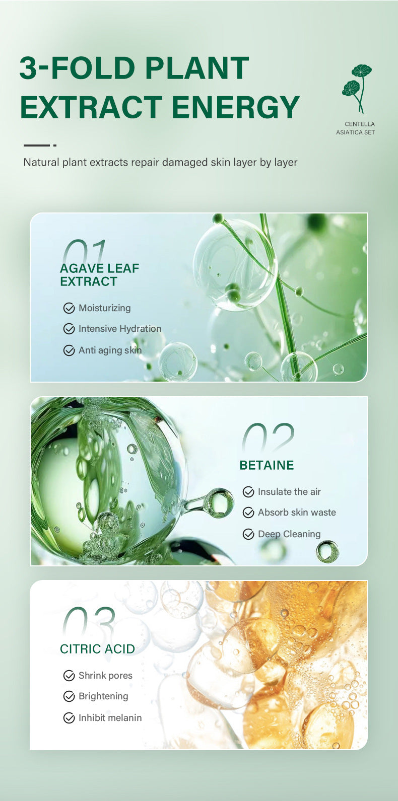 Private Label Skin Repair Centella Skin Care Kit Soothes Acne Face Care