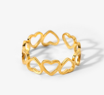 18K Gold-Plated Adjustable Heart Ring (One Piece)