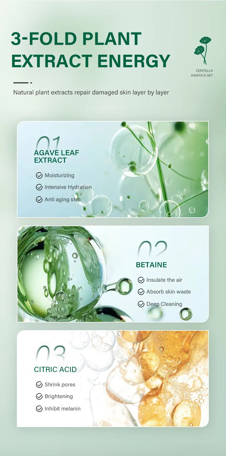 Private Label Skin Repair Centella Skin Care Kit Soothes Acne Face Care